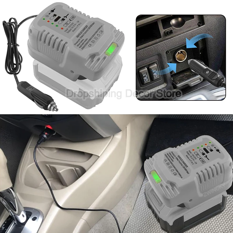 

Зарядное устройство для литиевой батареи для портативного автомобильного зарядного устройства Dewalt с вилкой прикуривателя для Dewalt DCB206 DCB205 DCB204