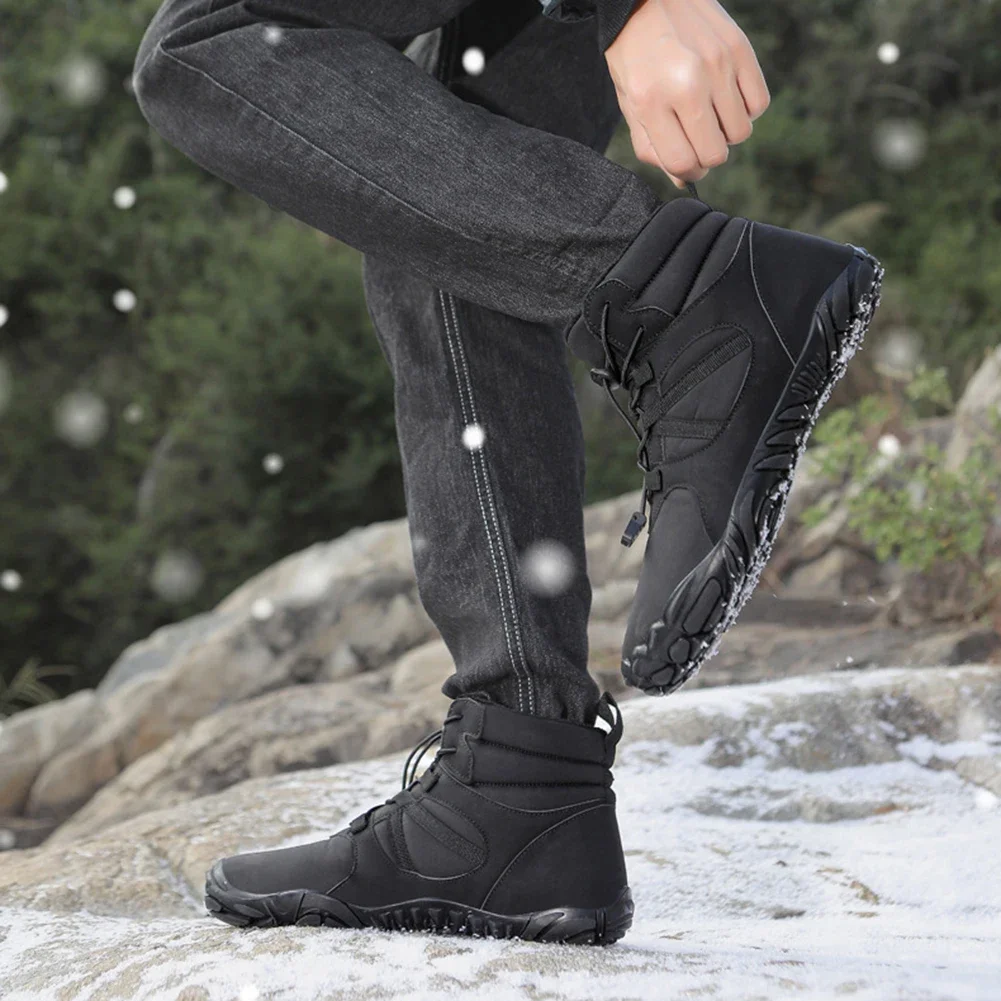 Botas de neve de inverno tênis de corrida antiderrapante casual sapatos descalços à prova dwaterproof água alta superior para viagens escalada