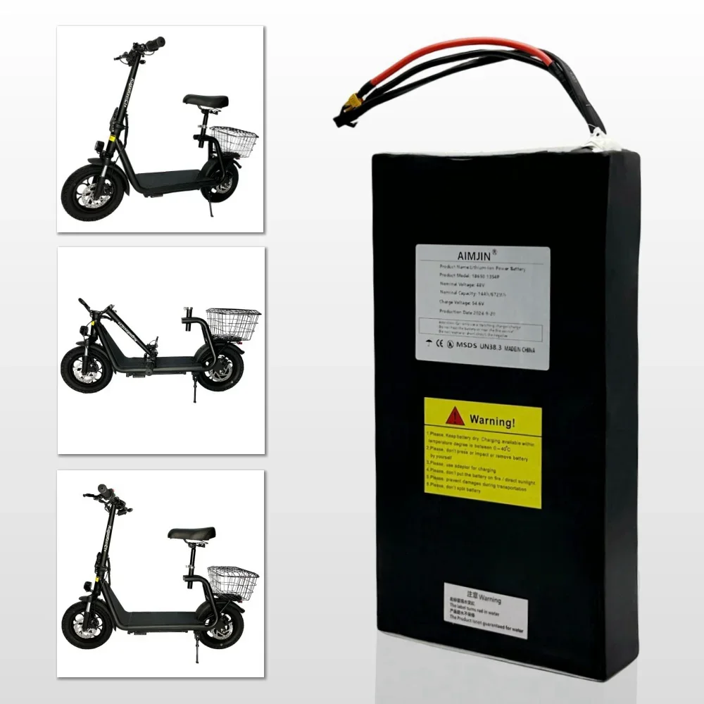 Bateria de iões de lítio recarregável, 18650, 13S4P, 48V, 14000mAh, BMS incorporada, para Kugoo C1, C1 Plus, ES3, scooter elétrico