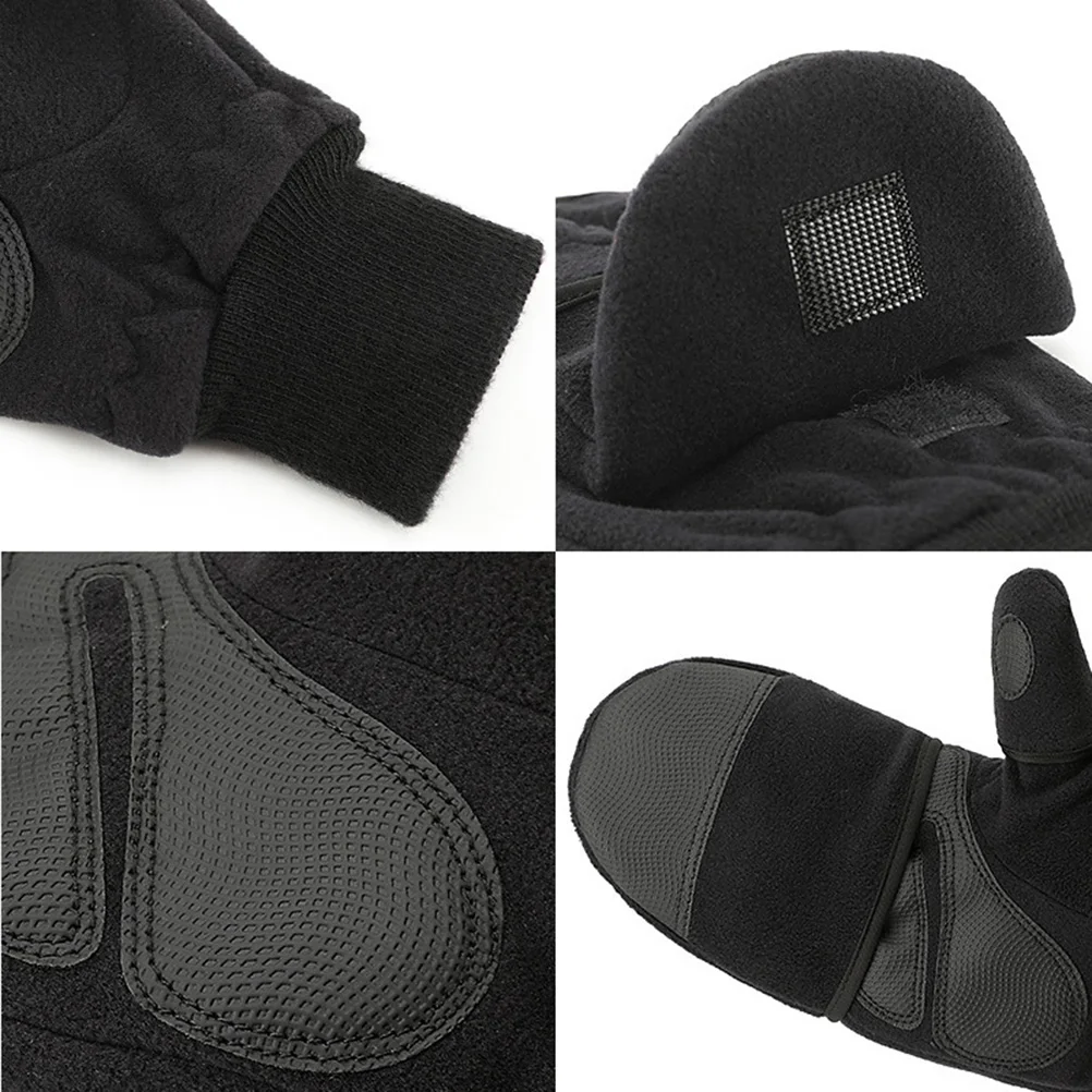 

Warm Fleece Winter Gloves for Men Half Finger Anti-Slip Palm Skiing Protection Cold Weather Outdoor Sports Driving Gloves
