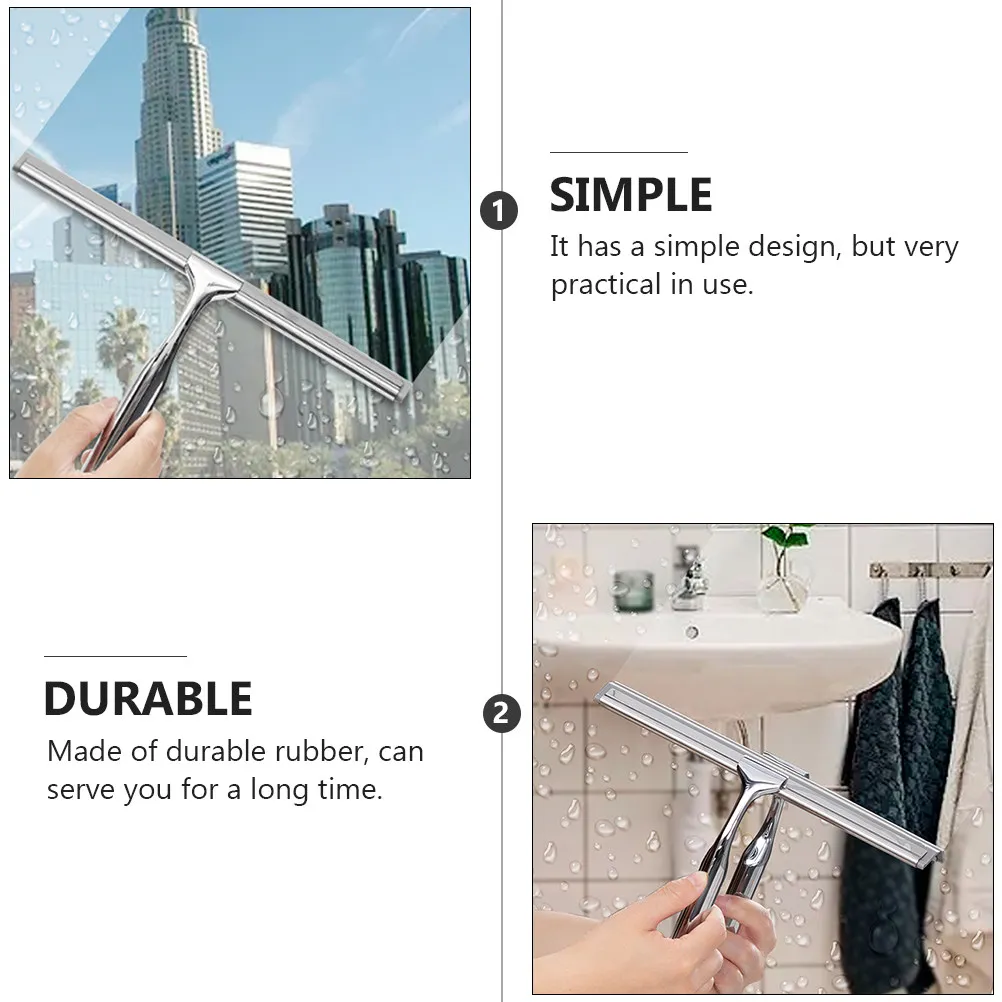 2Pcs Multipurpose Wiper Strip for Glass Window Cleaning Made of Tough Rubber Professional Replacement Head for Squeegee Fast