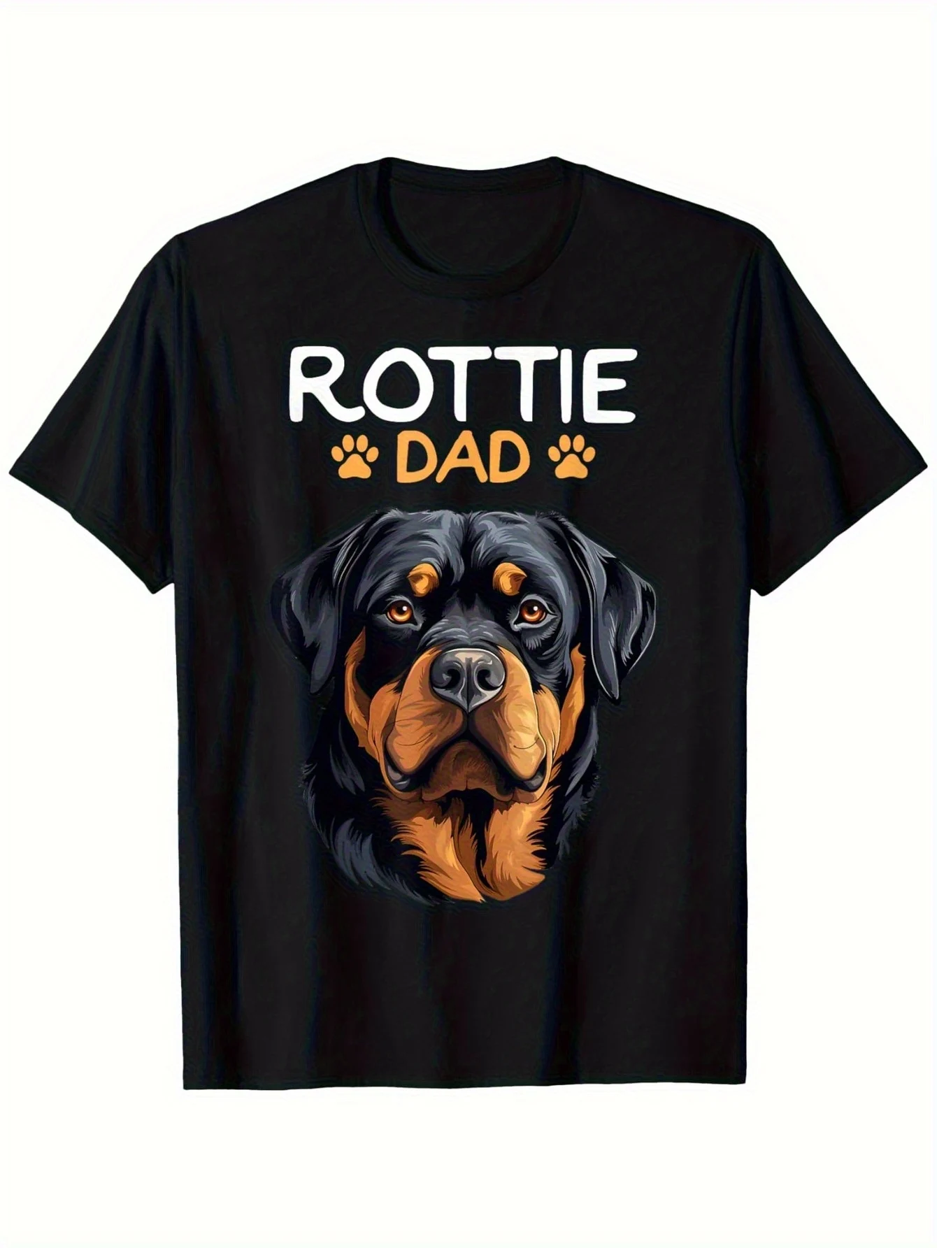 

Мужская футболка с принтом ротвейлера, мягкая, дышащая, с коротким рукавом, односторонний принт, свободный крой, повседневная, для отца