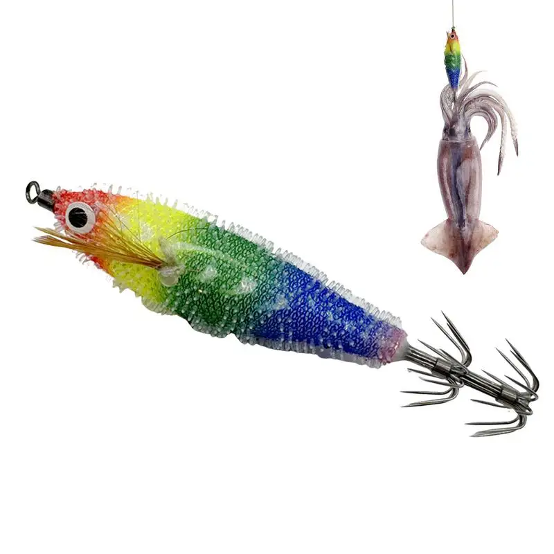 Jigs Fishing Lures 3D Glow In The Dark Squid Jig Hooks Outdoor Fishing Animated Lure Portable 2.95 Inches Trolling Lures Deep