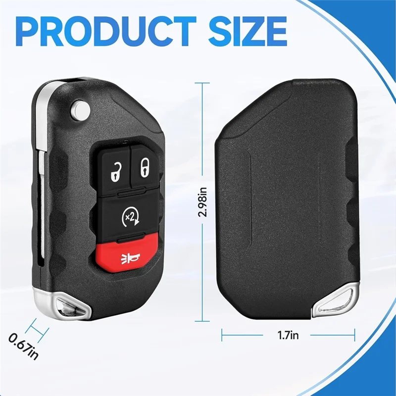 AAAEL-Fits For Jeep Wrangler 2018-2024 Smart Key Fob Replacement Remote Control For Jeep Gladiator Proximity Keyless Entry