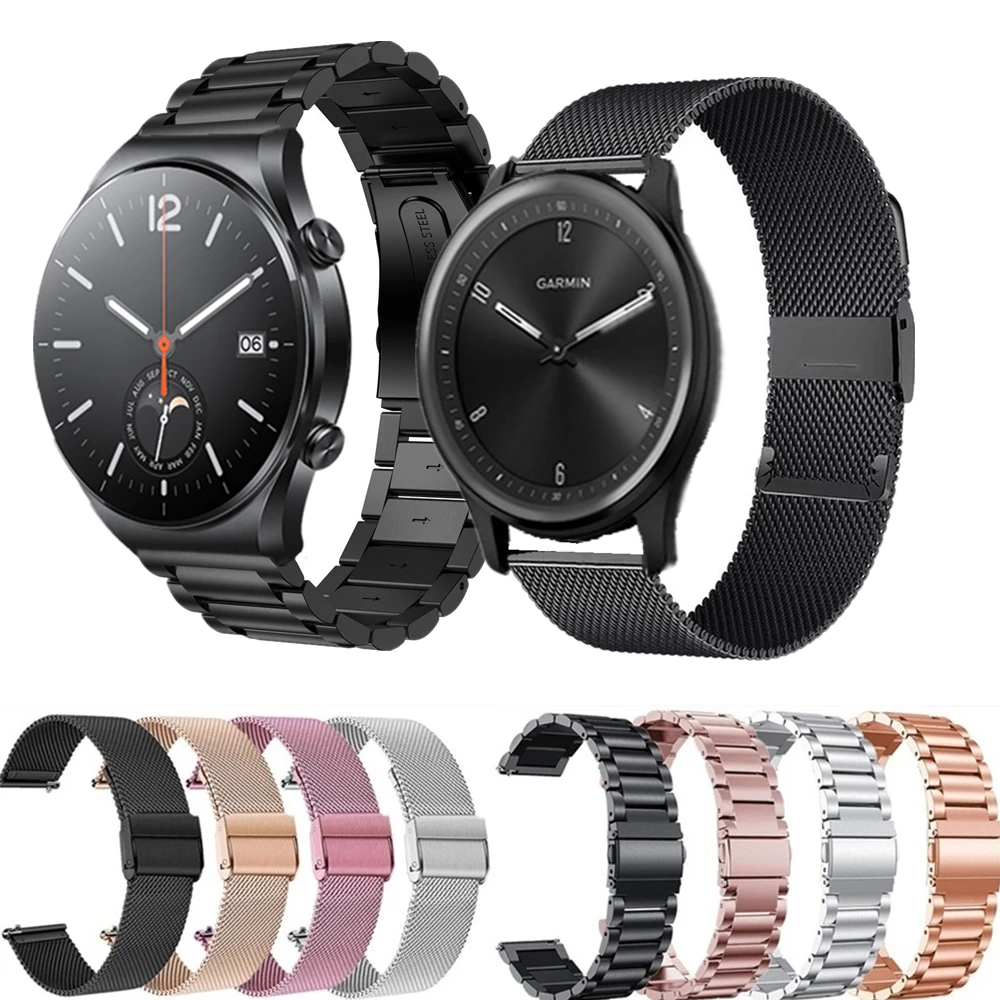 Ремешок из нержавеющей стали для Garmin Vivomove Sport Venu 2 Plus, металлический браслет для Vivo WATCH 2, Xiaomi Watch S1 TicWatch GTK GTA, ремешок для часов