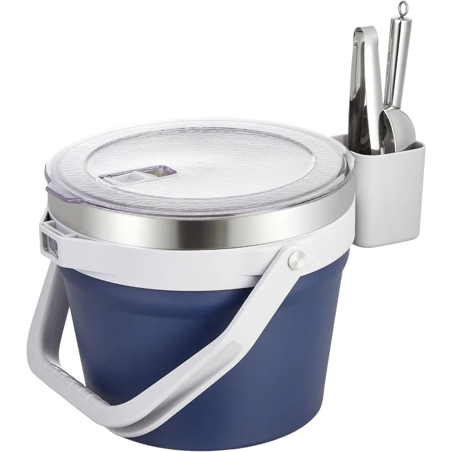 

7L Vacuum Insulated Ice Bucket with Lid and Scoopand Tongs Large capacity Stainless Steel Beverage Bucket for Cocktail Champagn
