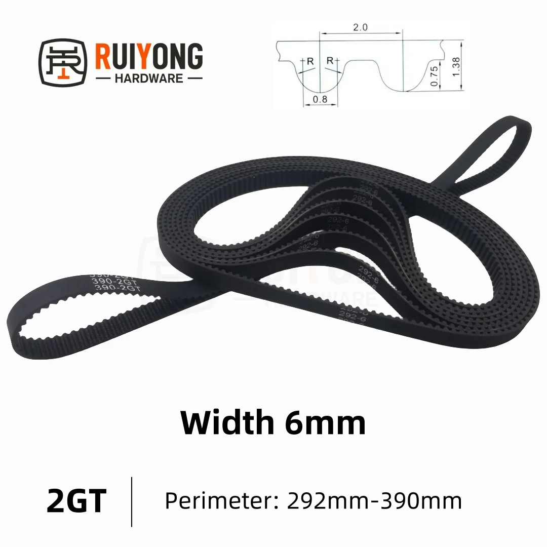 GT2 2GT Timing Belt Pitch 2mm Width 6mm Closed Rubber Drive Belts Perimeter 292-390mm 3D printed parts