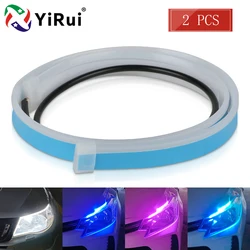 YiRui 2Pcs Automotive 12V LED Day Running Light Ultra-thin Light Guide Strip 60cm Scanning Turn Signal Streamer Decorative Light