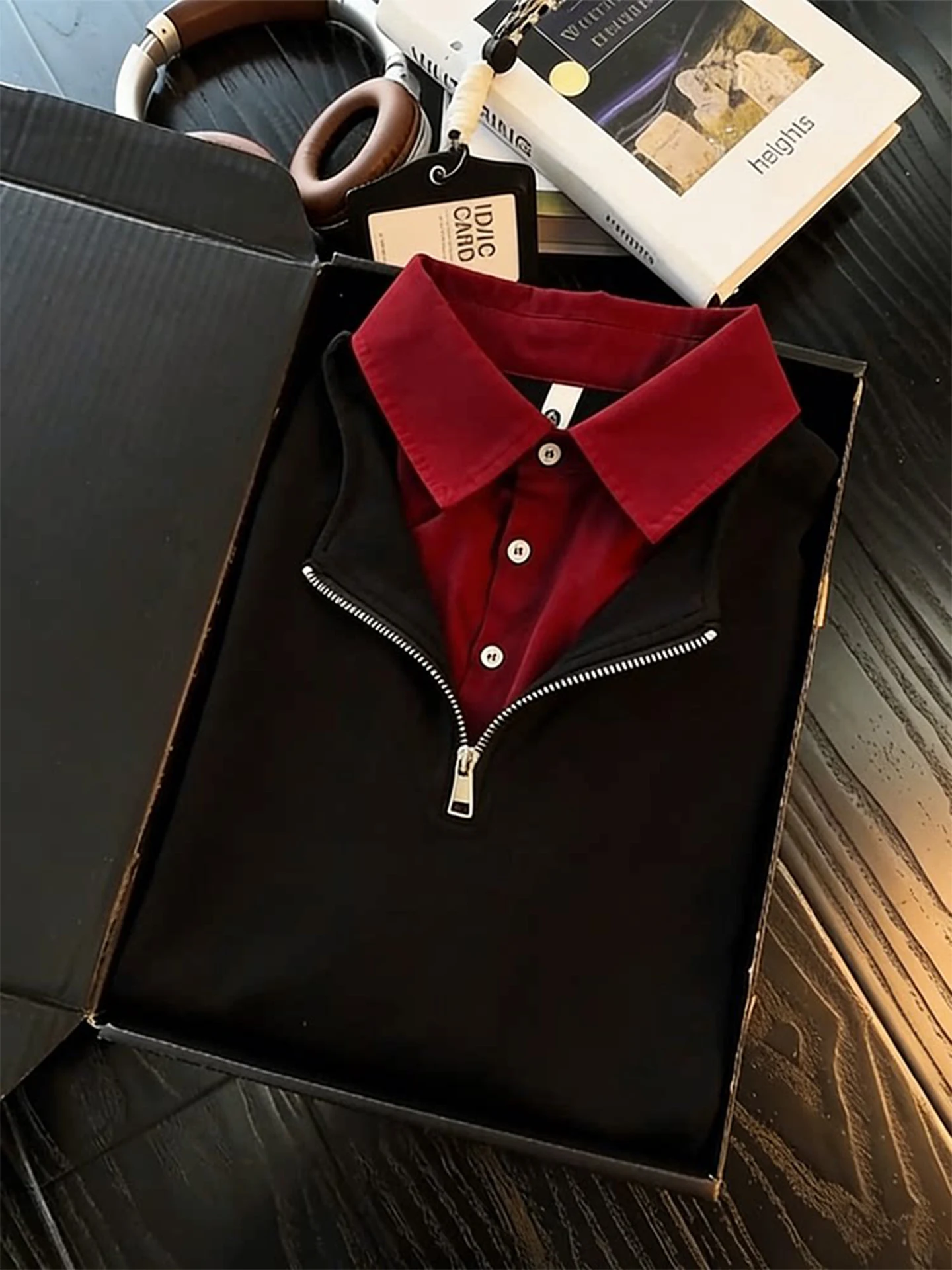 

Bla irt Hoodie Men's Long Sve American Sle Spring Design Sense High End Heavyweight T-irt Casual Loose Fit