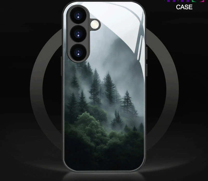 Scenic Forest Business Men's Glass Phone Case for Samsung Galaxy S26 S25 S24 S23 S22 S20 FE/Ultra/Plus anti drop Cover