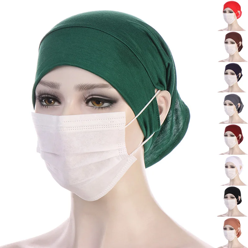 Hijabs internos muçulmanos para mulheres, laço de ouvido cruzado, headwrap elástico, casual diário, acessórios de vestuário respiráveis, 1pc