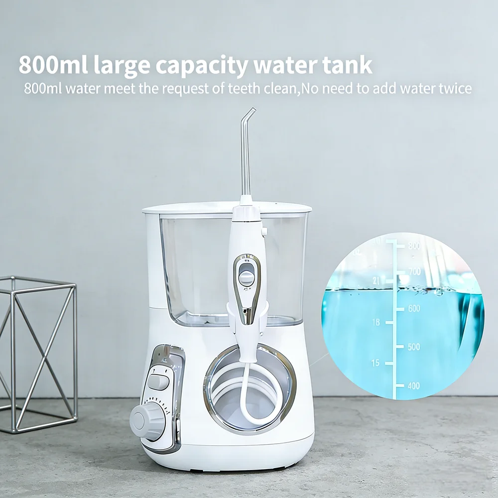 

Электрический ирригатор для полости рта 800 мл, 10 режимов, 5 насадок, настольный, для ухода за зубами, от неприятного запаха изо рта и кариеса