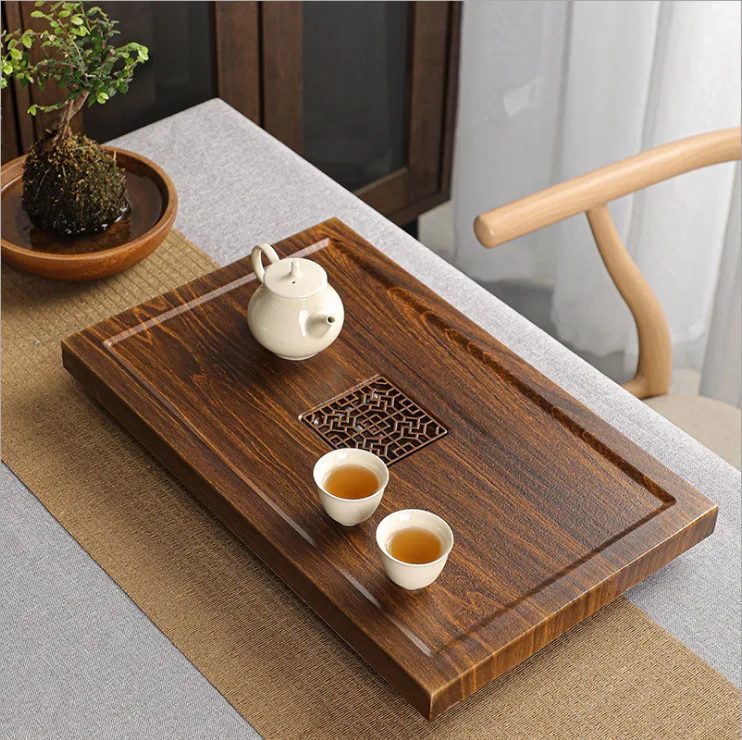 Wooden Tea Storage Tray Scratch Resistant Durable Household Kung Fu Tea Set Imitation Black Dold Stone Dry Bubble Tray ZB51