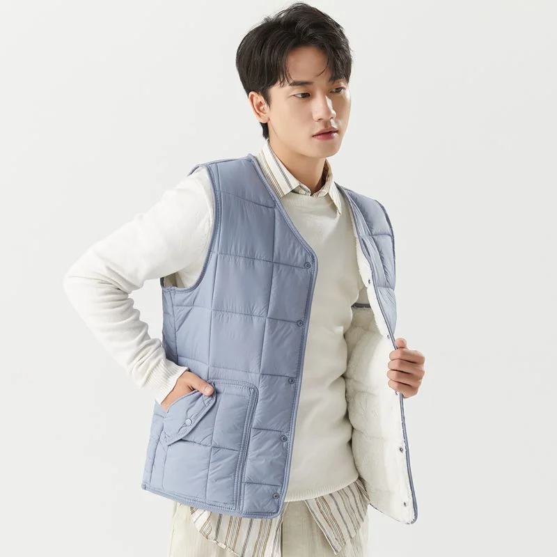 

Autumn Winter Plus Thickened Down Cotton Men's Slim Short Warm Lamb Liner Bottoming Vest