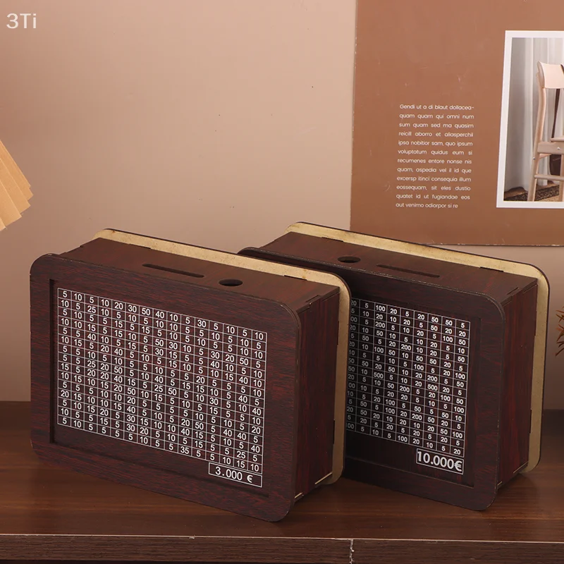 1000/3000/5000/10000 Euro Money Box Wooden Piggy Bank With Reusable Money Box With Saving Goal And Numbers Boxes