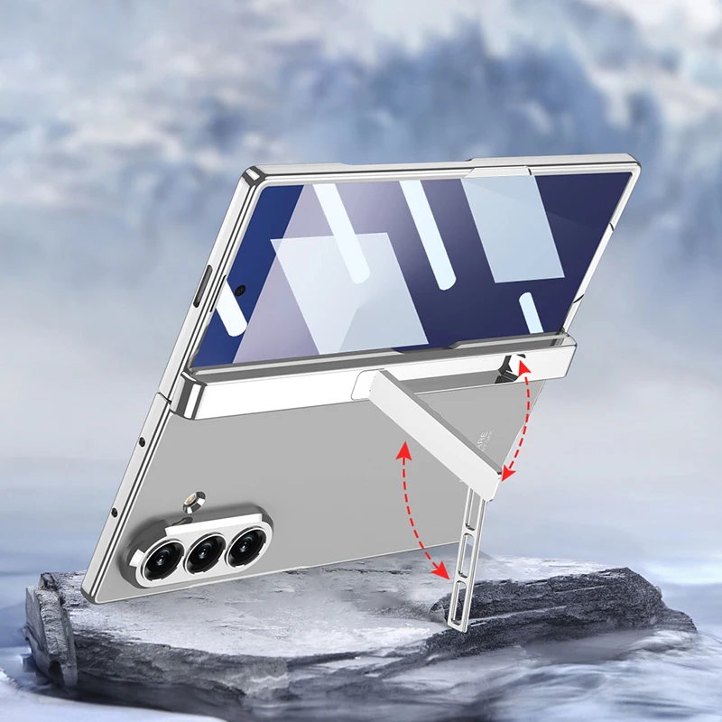 Чехол для телефона с магнитной петлей для Samsung Galaxy Z Fold 7, 6, стеклянный защитный кронштейн для экрана, противоударный чехол