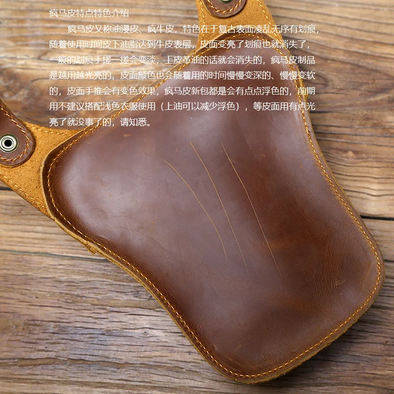 Nzpj Vintage Echt leder Herren Hüft tasche natürliche Rindsleder Outdoor Motorrad Herren tasche verrückte Pferd Leder Handy tasche – Detail 2