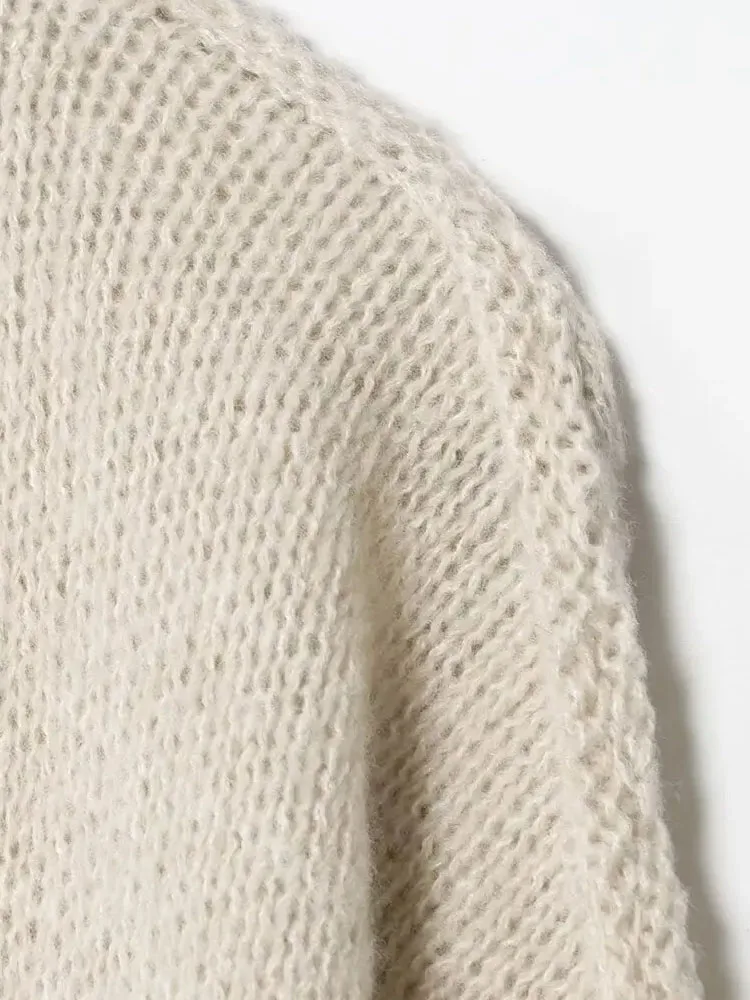 

HH Women's Autumn Stylish Retro Stick Needle Lazy Style Mid-Long Knitted Cardigan Sweater Female Fashion Casual Sweater Coat