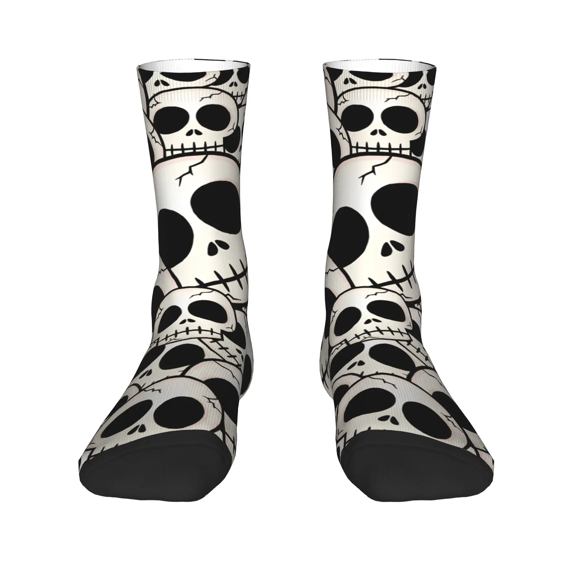 Big Q Version Cracked Cartoon Skulls Seamless Pattern Stockings  Printed Kawaii Socks Autumn Non-Slip Socks Breathable Socks