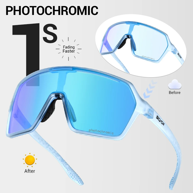 SCVCN New Photochromic Sunglasses MTB Cycling Glasses Outdoor Sports Running Drving Goggles UV400 Protection Bike Eyewear