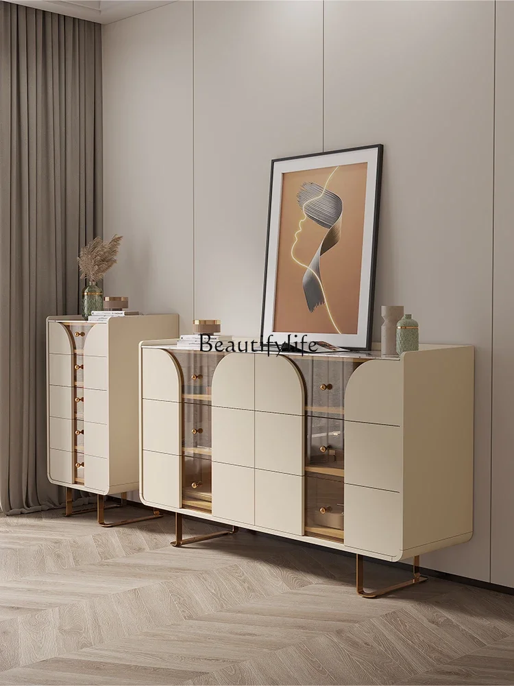 

4Light luxury cream style living room entrance cabinet designer French master bedroom bedside six chest