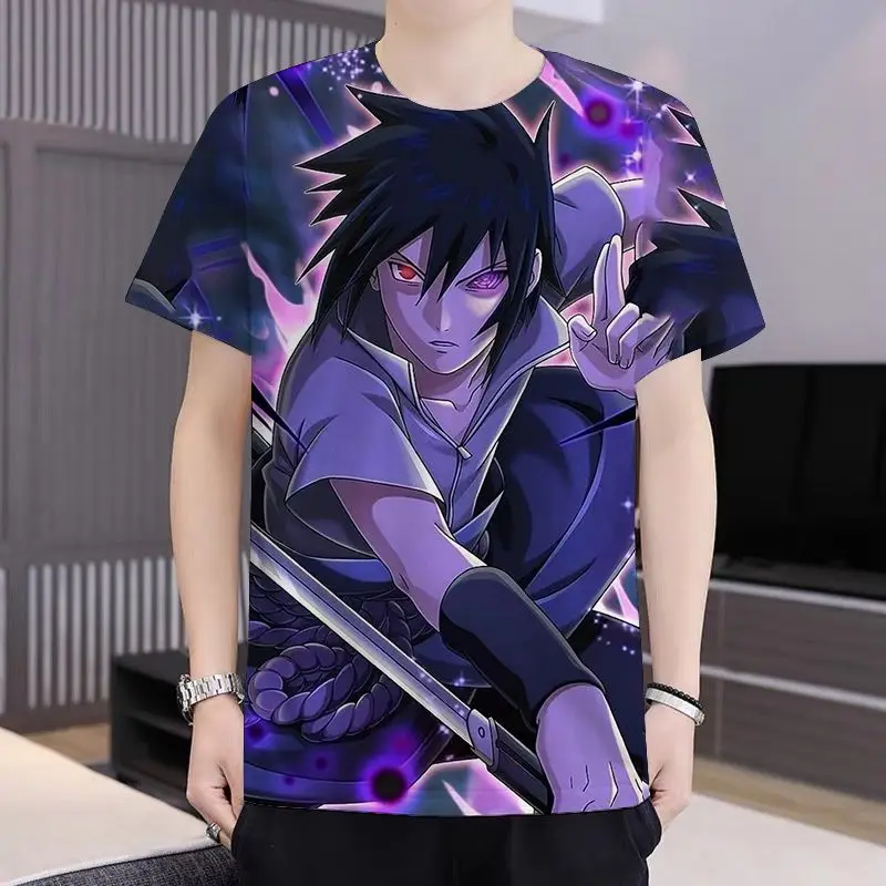 เสื้อผ้าอนิเมะนารูโตะสำหรับผู้ชายเสื้อยืดพิมพ์ลาย 3 มิติชุดฤดูใบไม้ผลิและฤดูร้อนสำหรับนักเรียนและวัยรุ่นแขนสั้นอเนกประสงค์