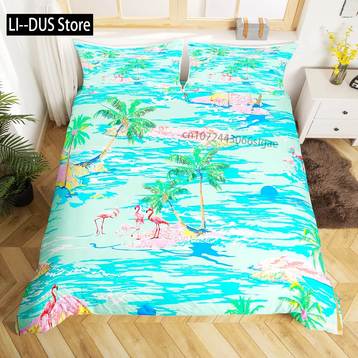 غطاء لحاف على شكل حيوان الطوقان فلامنغو، طقم سرير كوين للأطفال والبنات والأولاد وغرفة نوم الأطفال، غطاء لحاف طقم سرير وردي جرلي #3