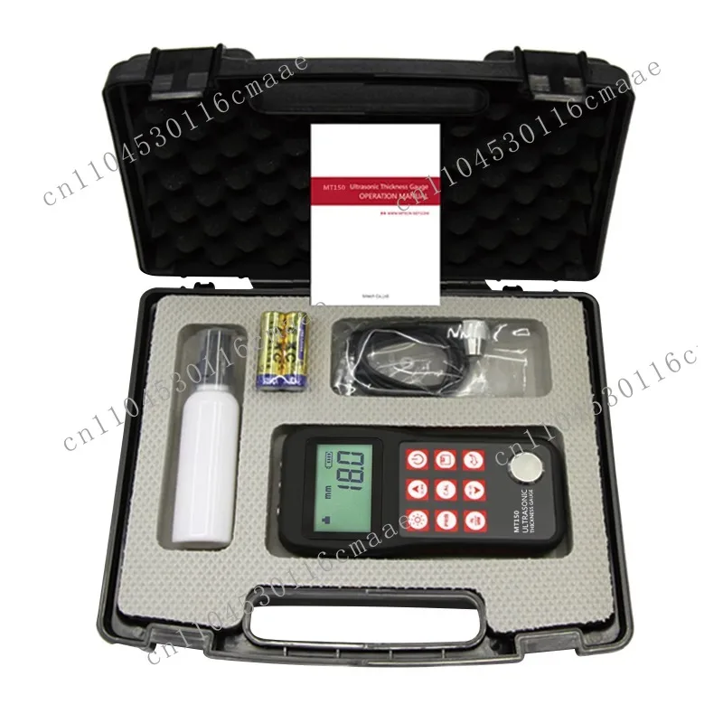 Digital Ultrasonic Thicknes Gauge MT150 0.75-300mm Accuracy ±0.5% Data Storage Function Suitable for Metal Plastic Glass Testing