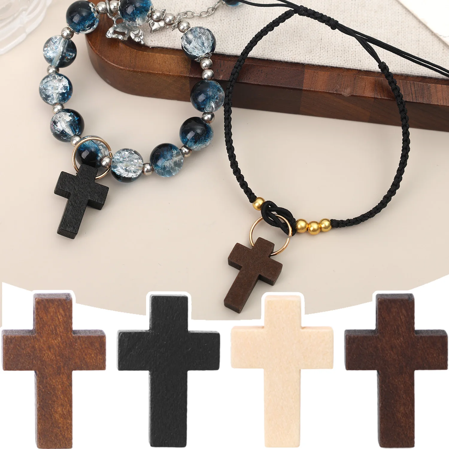 20/80 قطعة جديد الخشب الصلبان Charms DIY بها بنفسك مجوهرات بمناسبة العثور على سوار قلادة صليب صغير مجوهرات المعلقات مكونات الهدايا