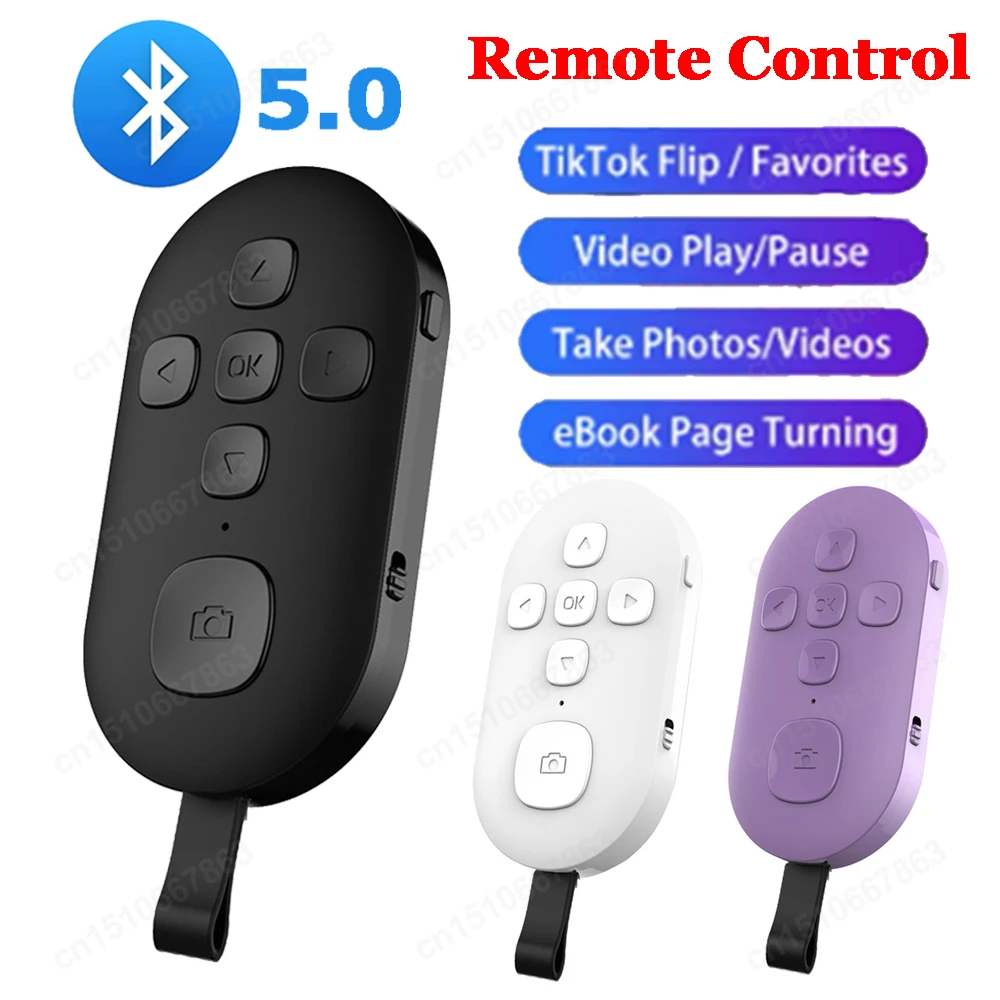 7 Keys Bluetooth Remote Controller Button For Cell Phone Selfie Shutter Release Tik Tok e-book Page Turning Wireless Controller