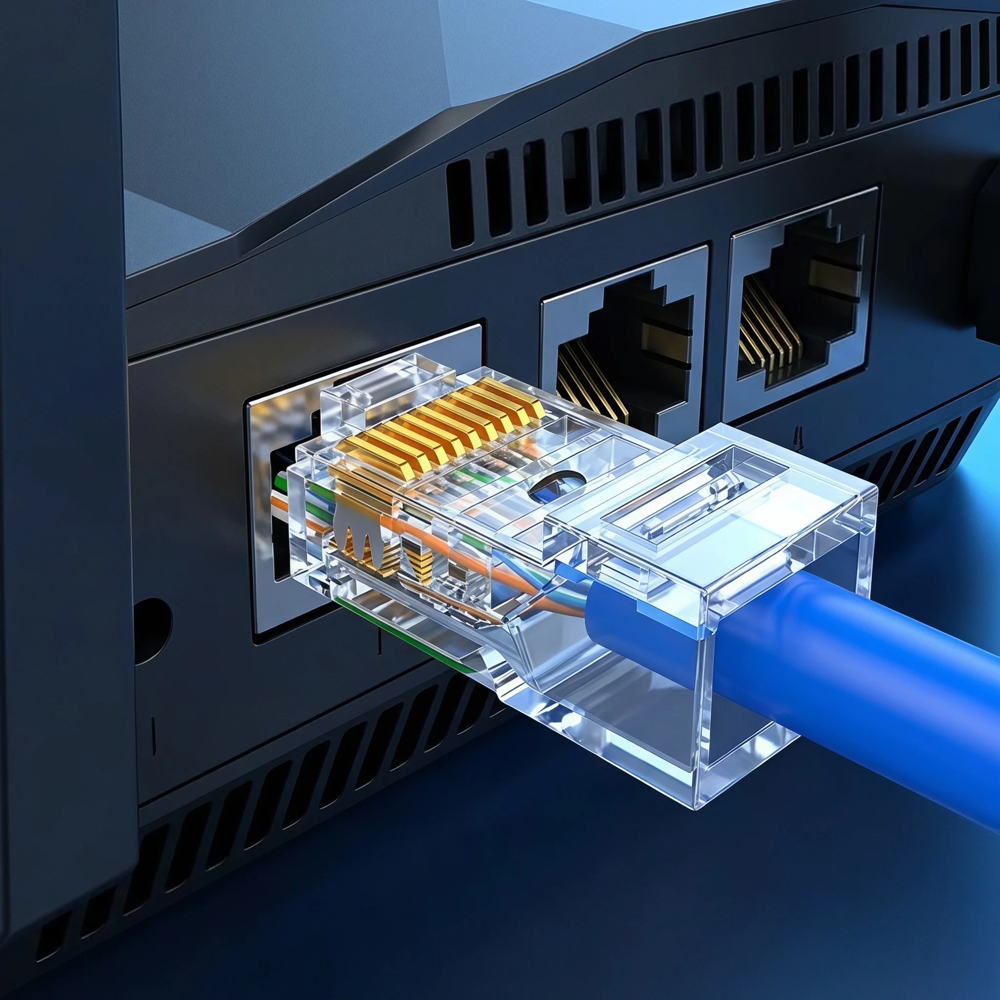 Engineering Grade 8P8C 3μm Thick Gold Plated RJ45 Ethernet Network Crystal Head Through Hole Modular Plug
