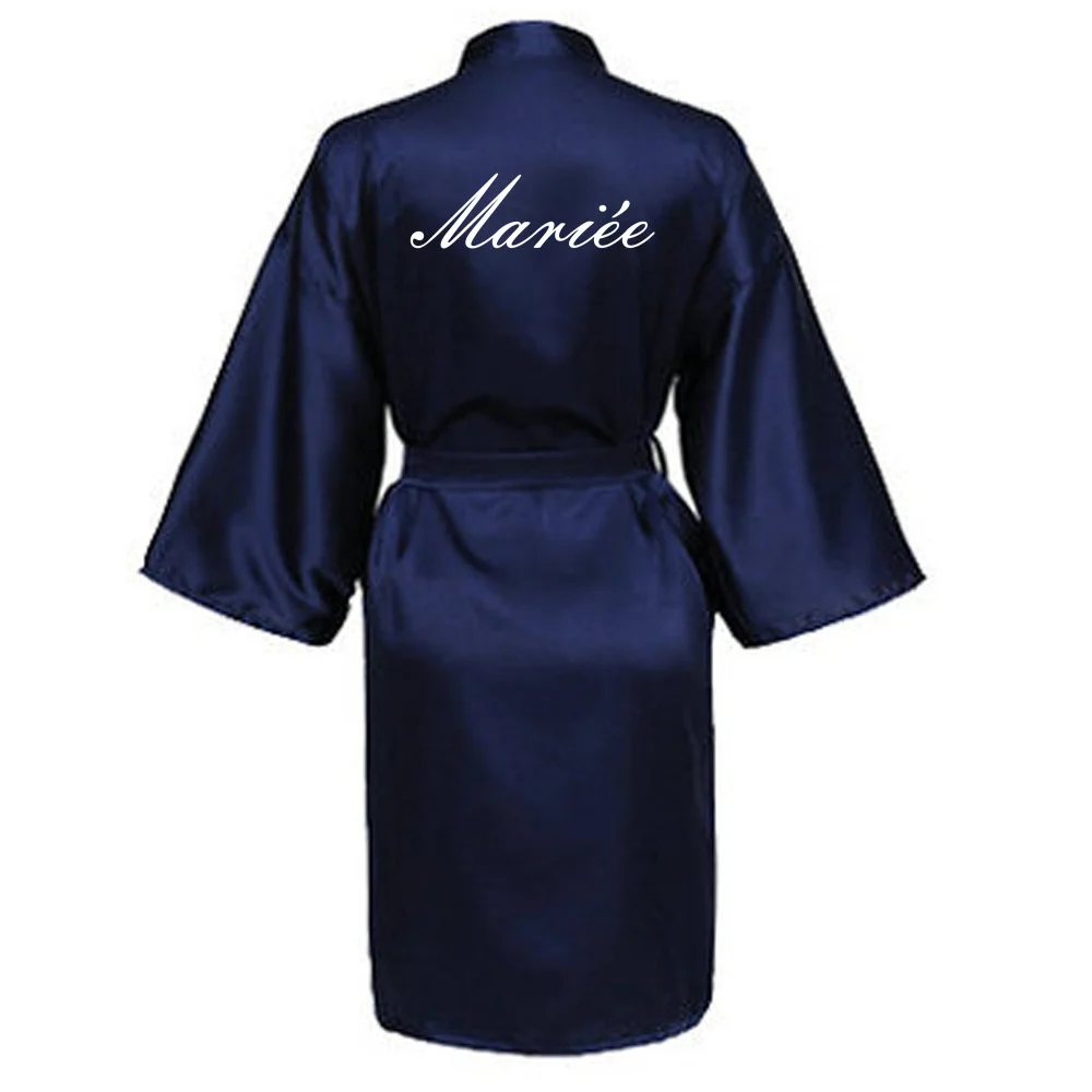 French Bride Bridesmaid Wedding Robe Kimono Bathrobe Gown Nightgown Casual Satin Short Women Sexy Nightwear Sleepwear SJYY07