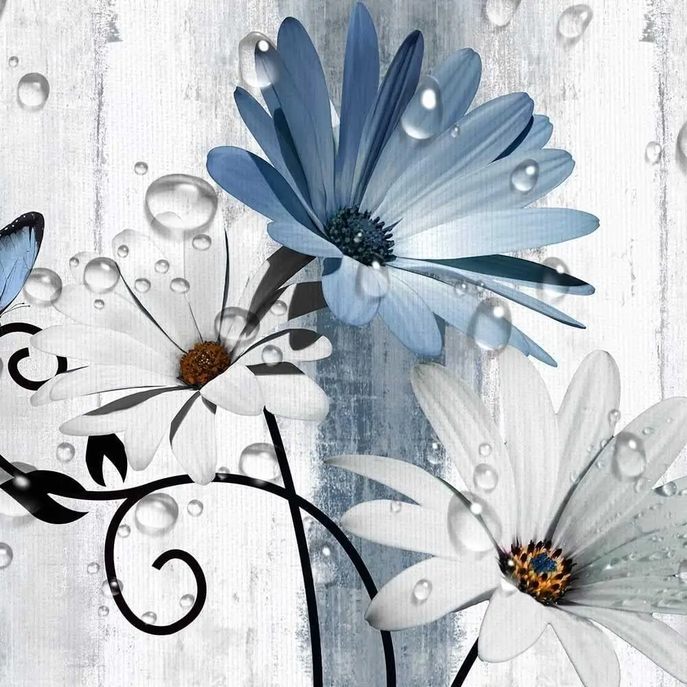 Rustic Daisy Shower Curtain Polyester Thickened Bathroom Curtain with hooks Waterproof Floral Butterfly Curtain Home Decor