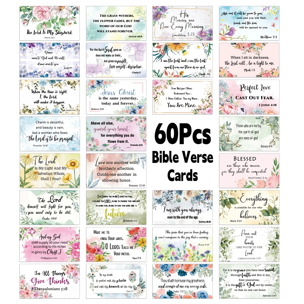 60 Stück Bibel-Schriftkarten, inspirierende Zitatkarten, christliche Geschenke, Ermutigungskarte für Studenten, Freunde, Bibelverskarten – Detail 8