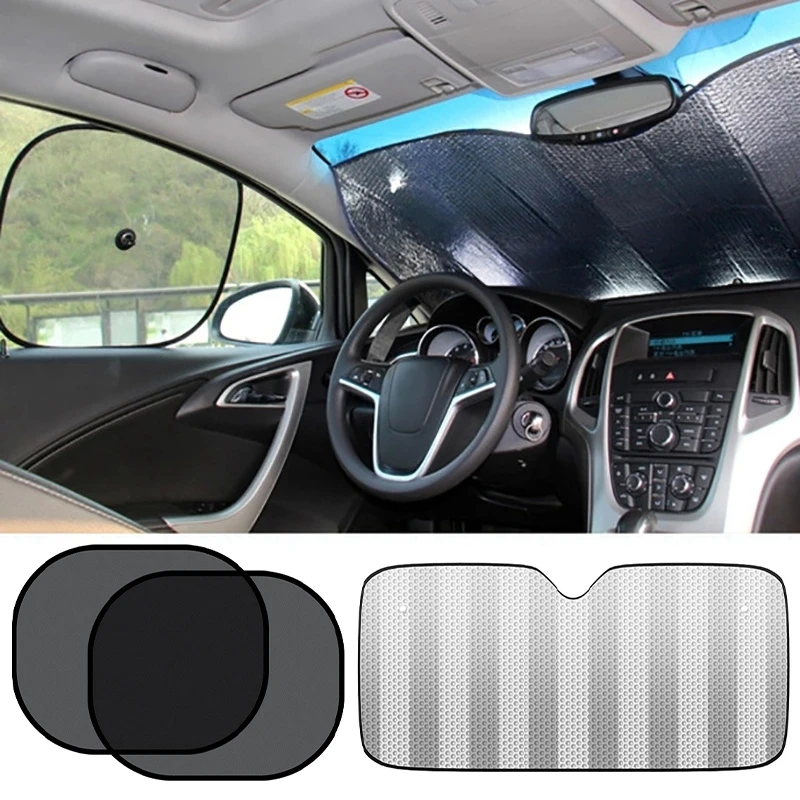 Car Window Sun Shade Windshield Anti-UV Protection Sunshade Mesh Net Car Curtain Windscreen Folding Visor Reflector Film