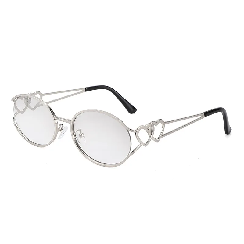 

New Personalized Metal Love Women's Sunglasses Fashion Oval Trendy Sunglasses Outdoor Decorative Mirrors Sunshade Mirrors UV400