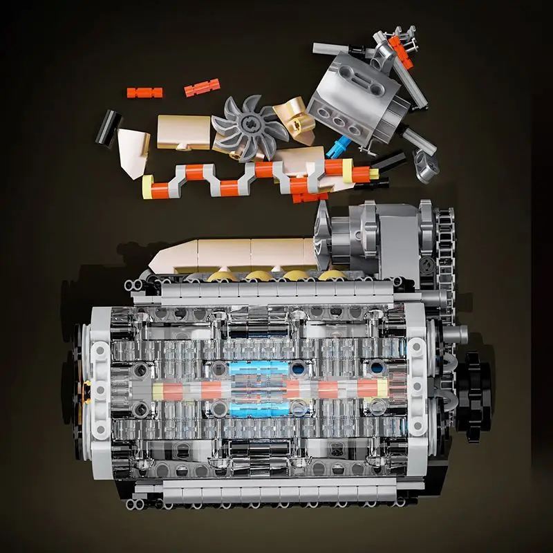 

853PCS Inline L4 Mechanical Engine Model Building Blocks Small Particle Assembly Bricks Ornament Kid Educational Toy Xmas Gift