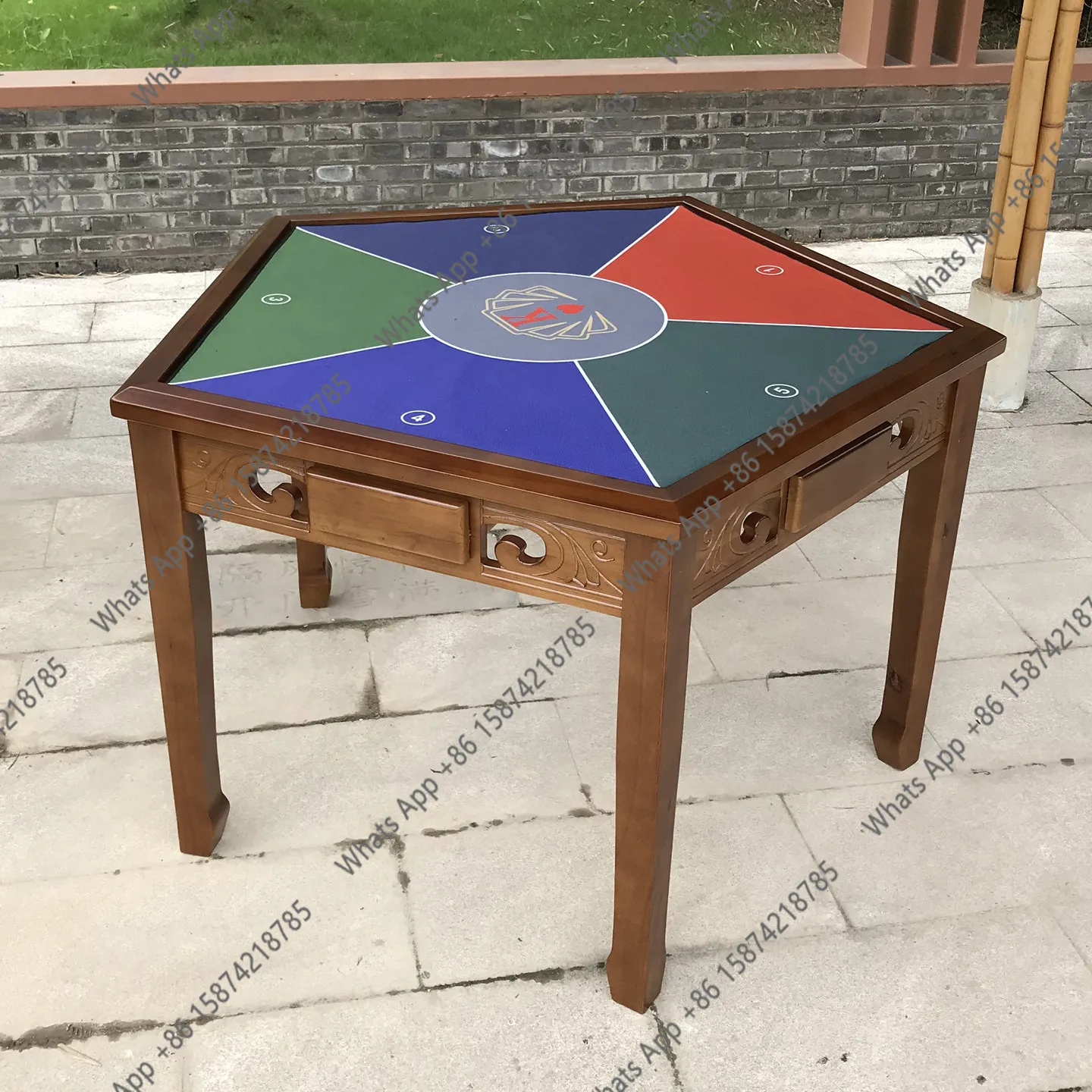 Solid wood five-sided six-sided five-pointed six-pointed table poker enough table Dou Dizhu royal dog leg table
