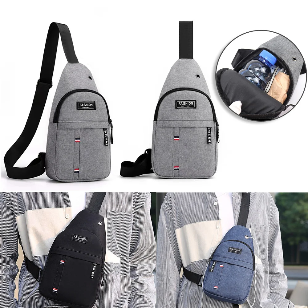 New Fashion Solid Color Chest Bag for Outdoor Travel Work Commuting Small Item Storage Anti Theft USB Charging Leisure Chest Bag