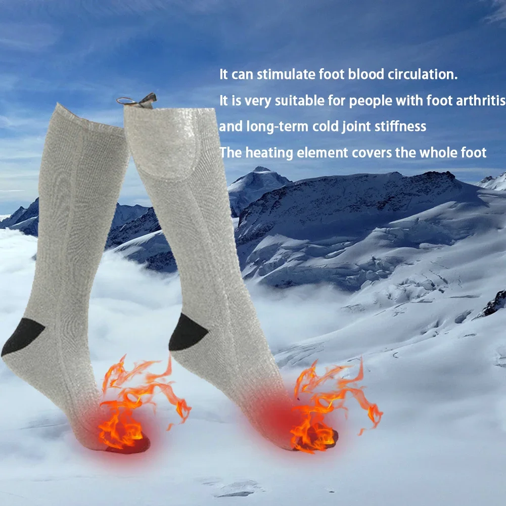 Winter Elastic Electric Heating Socks Men\'s Women\'s Breathable Heated Socks Charging Anti-Cold Foot Warmer Stockings No Battery