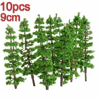 10pcs Plastic Model Train Artificial Miniature Tree Scenery Railroad Decoration Building Landscape Accessories Toys For Kids