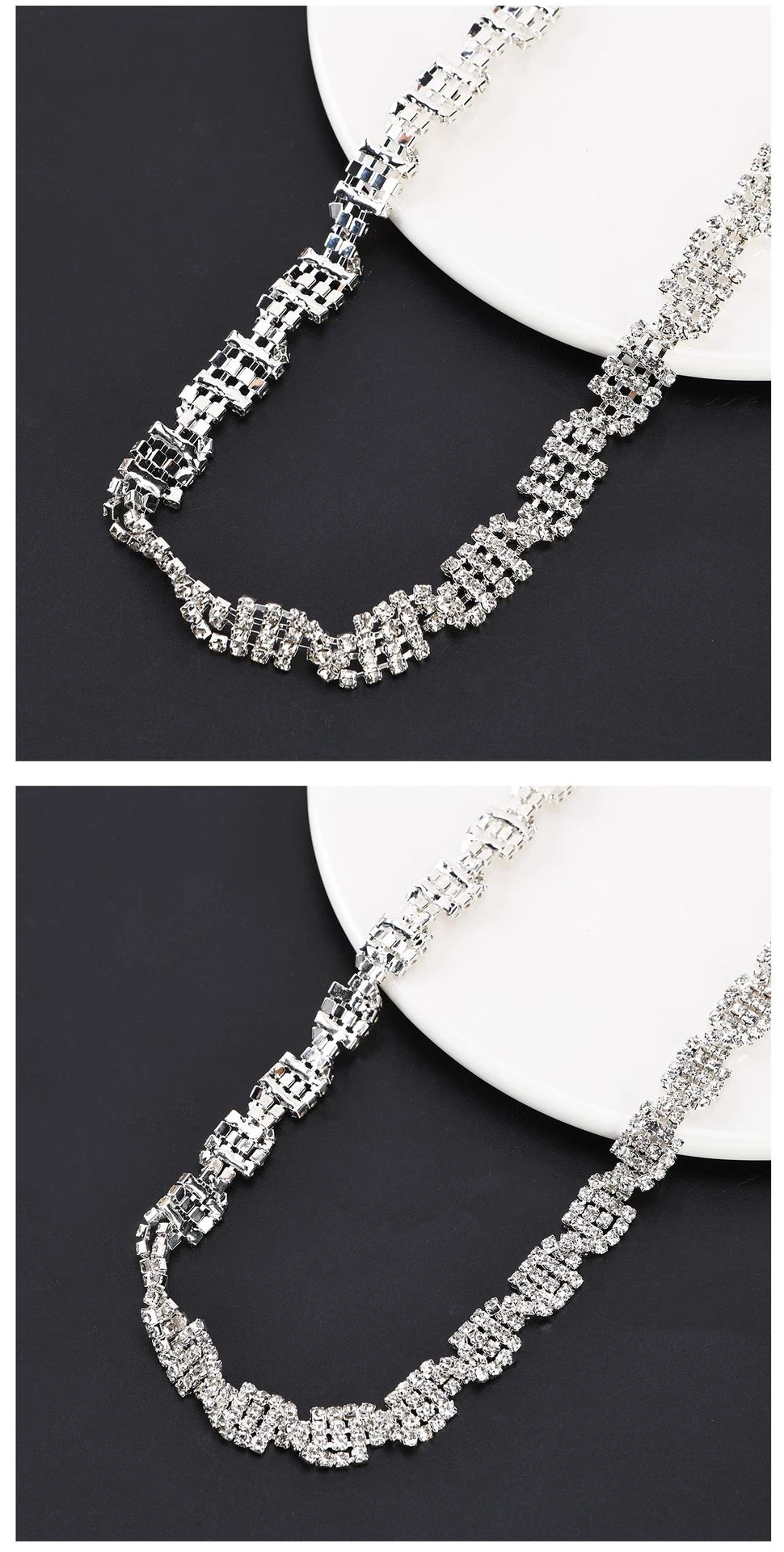 10 Yards Strass-Kette Kristall-Diamant-Accessoire DIY Bastelbedarf Geschenkdekoration Spiralförmiges Unregelmäßiges Strass-Band Nähzubehör – Detail 6