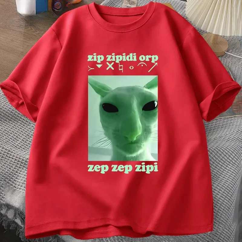 مضحك الغريبة القط دانك ميمي تي شيرت للنساء Brainrot تي شيرت غبي كرينج التي شيرت Harajuku تيز #3