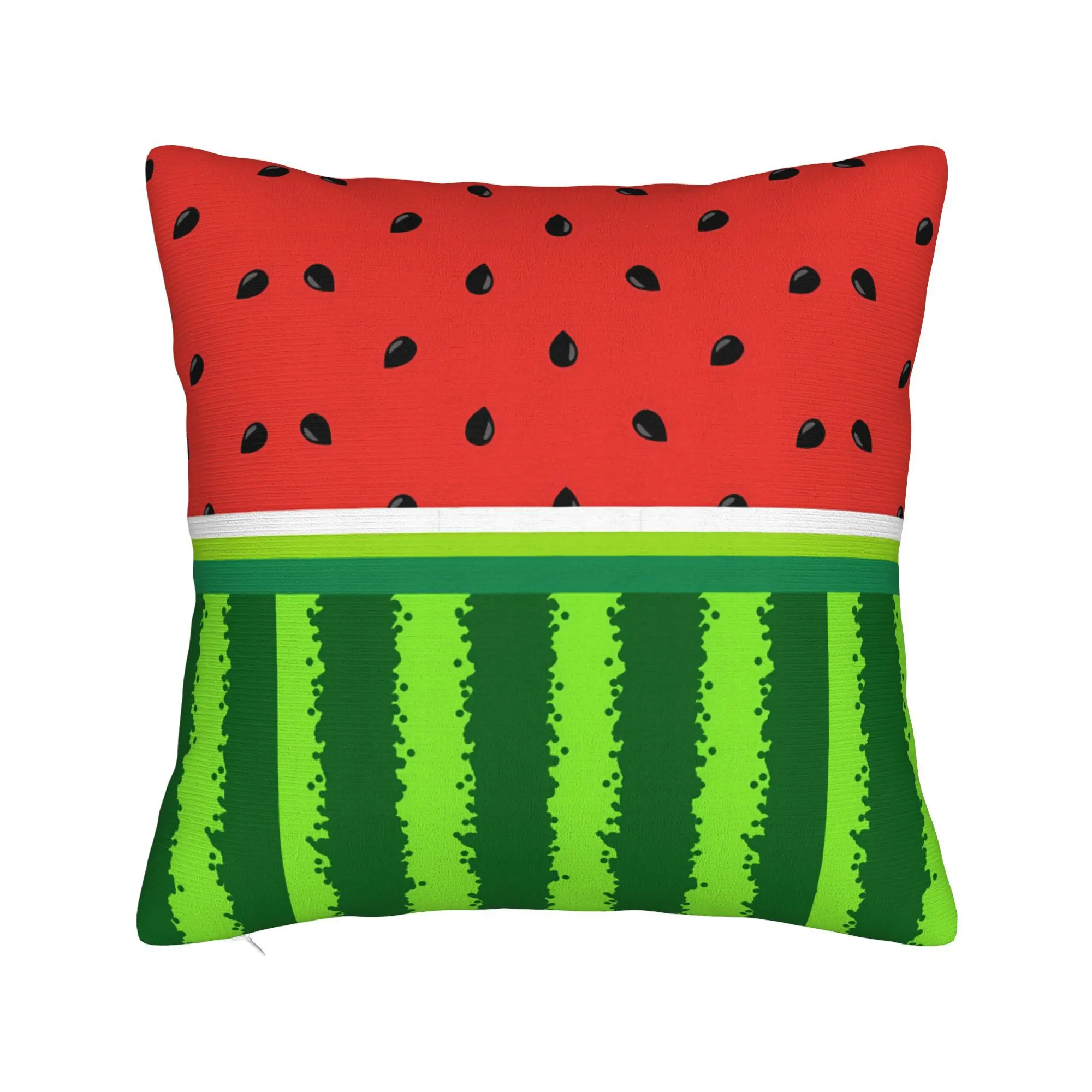 1pc 2D Flat Pillow Not Included Watermelon Slice Red Green Stripes Cushion Cover Short Plush Summer Fruit Decor Gift Case