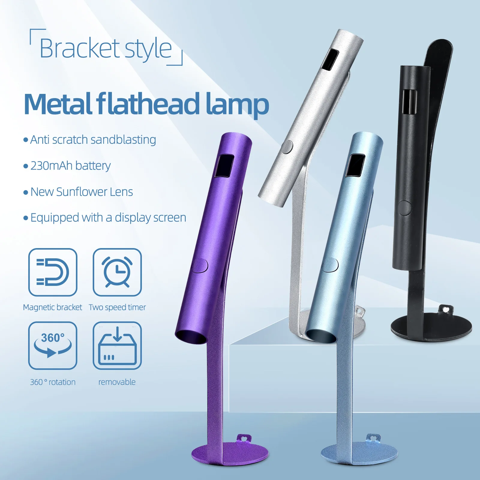 

Portable Mini UV-LED Nail Lamp Rechargeable Handheld with Metal & Silicone Focusing Light for Nail Art