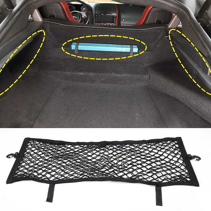 For Jaguar F-TYPE 2013-2022 Auto Storage Organizer Mesh Net Bag Holder Pocket Trunk Organizer Stowing Tidying 90*30cm 