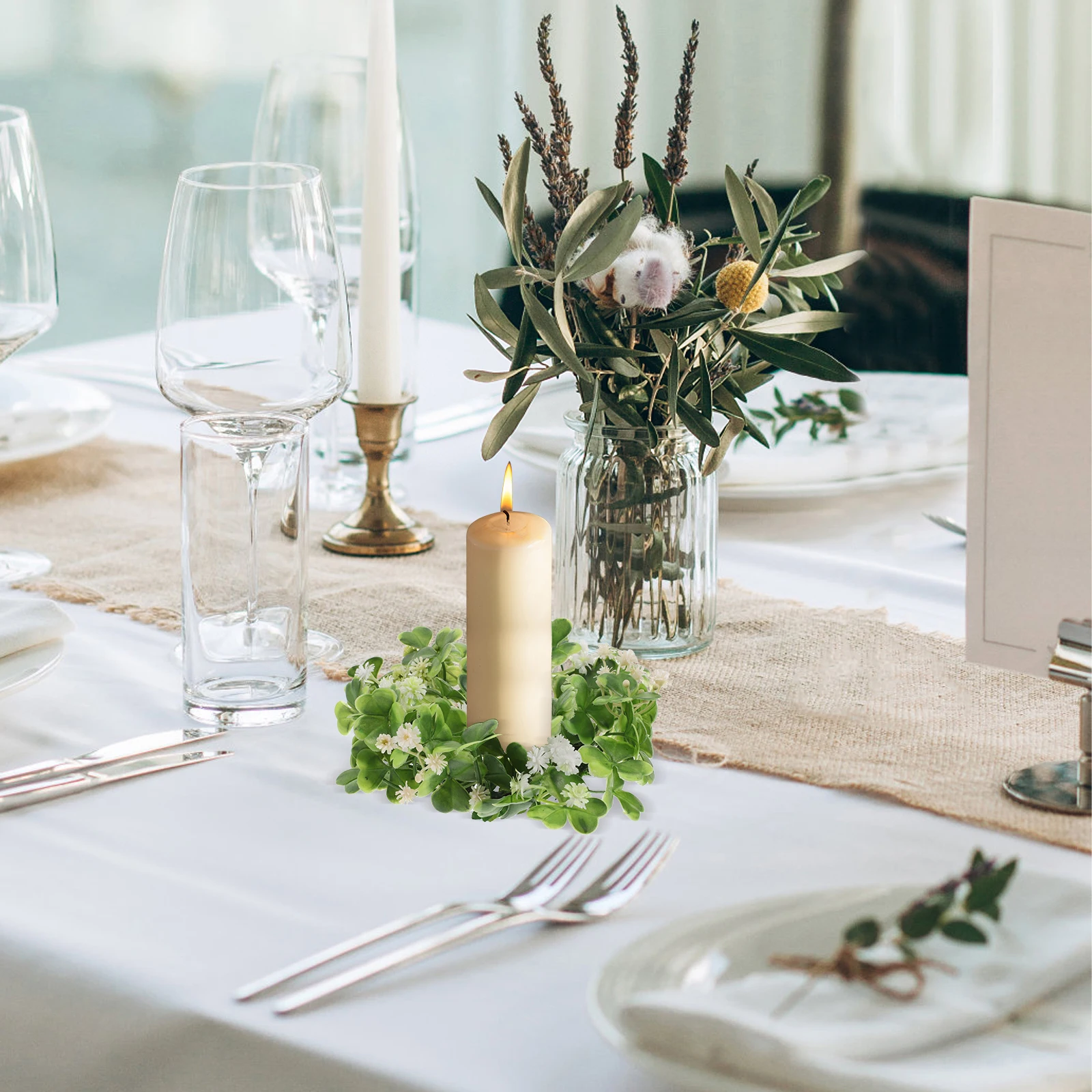 إكليل على شكل أوراق البرسيم الاصطناعية صغير لعيد القديس باتريك - ديكور للعطلات على طراز المزرعة، سطح الطاولة الاحتفالي #3