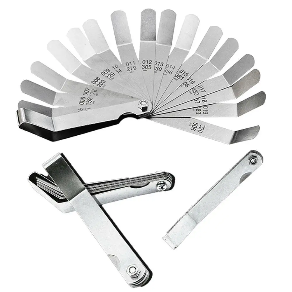 

Metric Feeler Gauge 0.005-0.020 Inch 0.127-0.508mm 1 Set 16 Blades High Strength Valve Offset Feeler Gauge High Quality