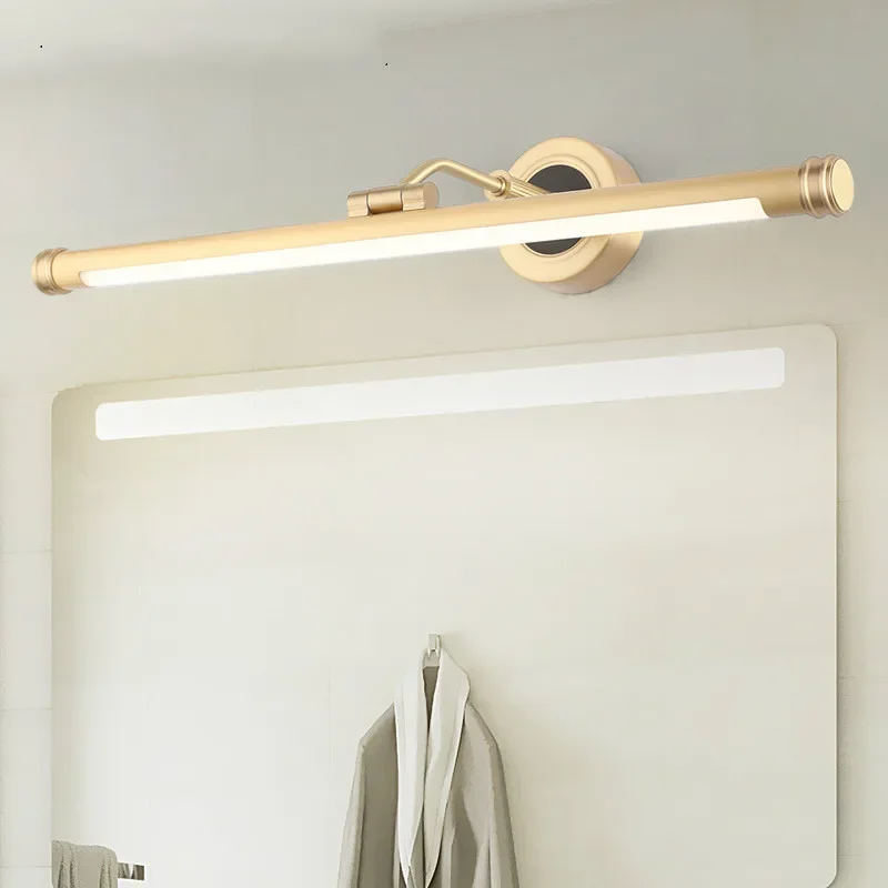 

Modern retro copper bathroom mirror cabinet mirror light LED new Chinese vanity toilet moisture-proof mirror front light WF1015