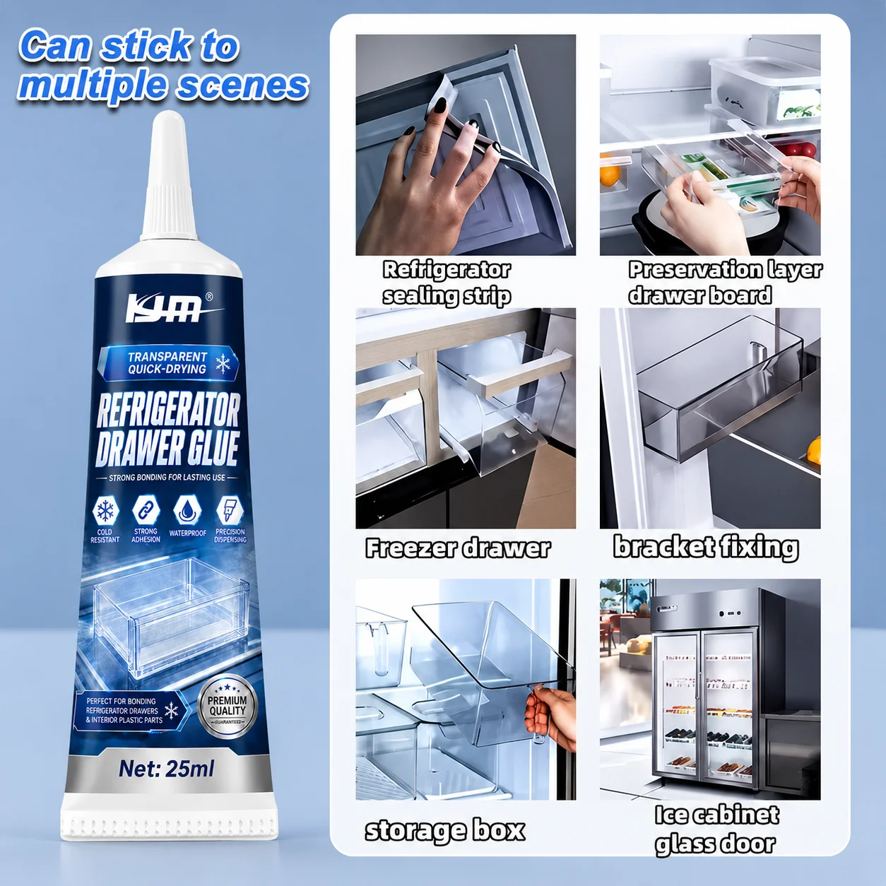 Refrigerator Seal Drawer Repair Glue 25ML Cold Resistant Waterproof Adhesive for Fridge Freezer Plastic Glass
